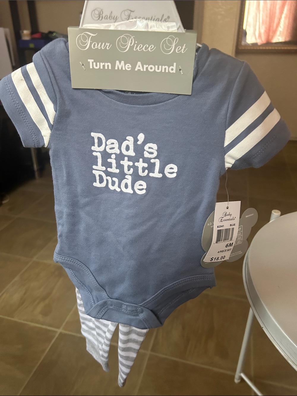 Baby Essentials Blue 'Dad's Little Dude' One-Piece Bodysuit